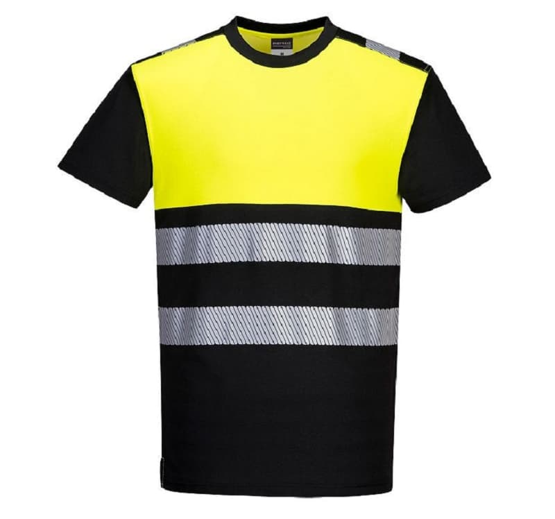 T-Shirt Hv Noir/Jaune Pw311 Xs À 4Xl