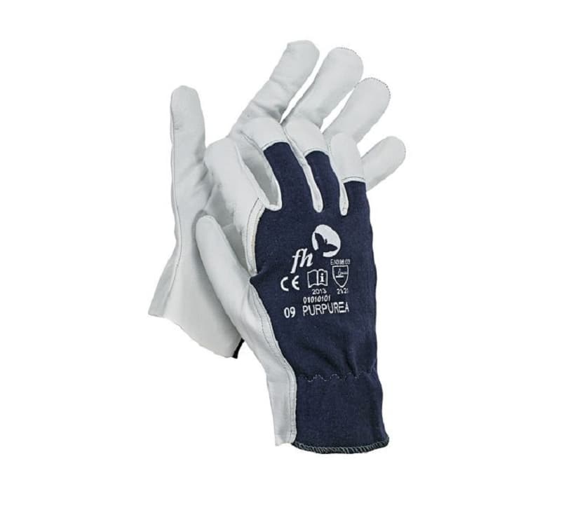 Gants Agneau Dos Interlock Bleu T8 À 11