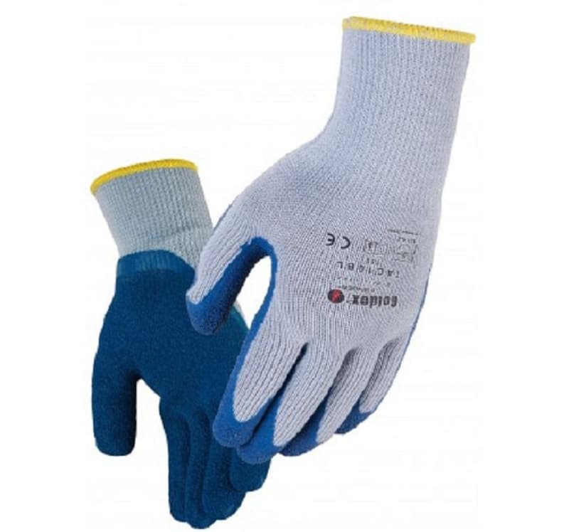 Gants Tricote Enduit Latex Bleu